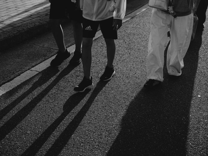 Shadows on the festival road